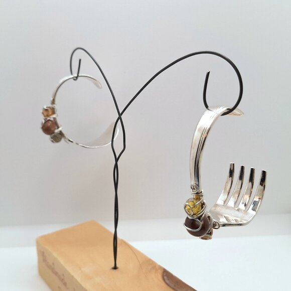 Vintage silverware bracelets - Handmade funky bangles 2 piece set - Picture 13 of 13